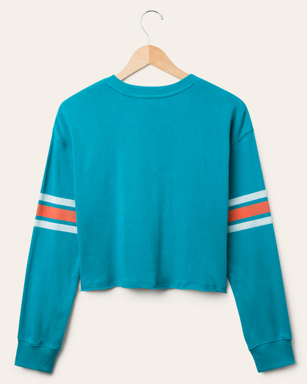 Junk Food Clothing Women's Miami Dolphins Retro Crop Fleece Teal