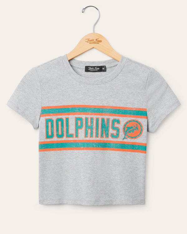 junk food clothing Women's Miami Dolphins Sideline Baby Tee Heather Grey