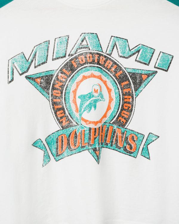 Junk Food Clothing Women's Miami Dolphins Striped Crop Tee Vintage White/Teal