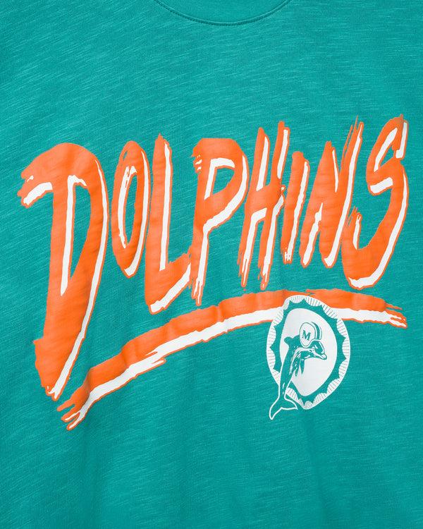 Junk Food Clothing Women's Miami Dolphins Thrill Mock Neck Crop Tee Teal