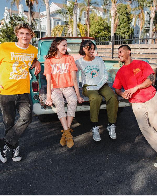 Junk Food Clothing Women's Miami Dolphins Touchdown Long Sleeve Crop Tee White