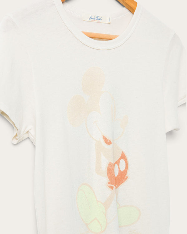 Junk Food Clothing Women's Mickey Faded Original Tee Vintage White