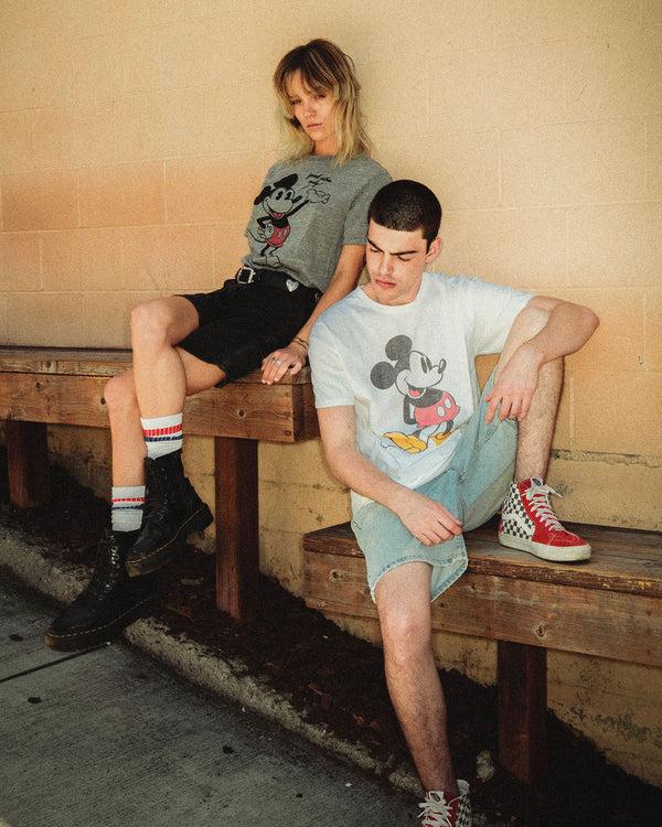 Junk Food Clothing Women's Mickey Good Vibes Only Original Tee Steel