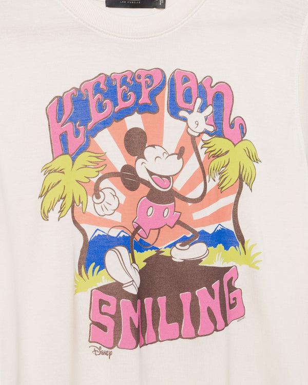 Junk Food Clothing Women's Mickey Keep On Smiling Vintage Tissue Tank Birch