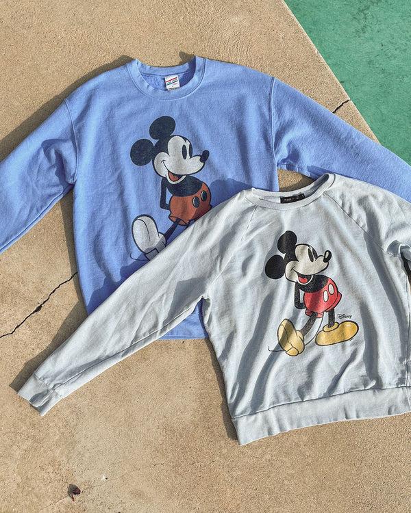 Junk Food Clothing Women's Mickey Raglan Fleece Pullover Light Blue