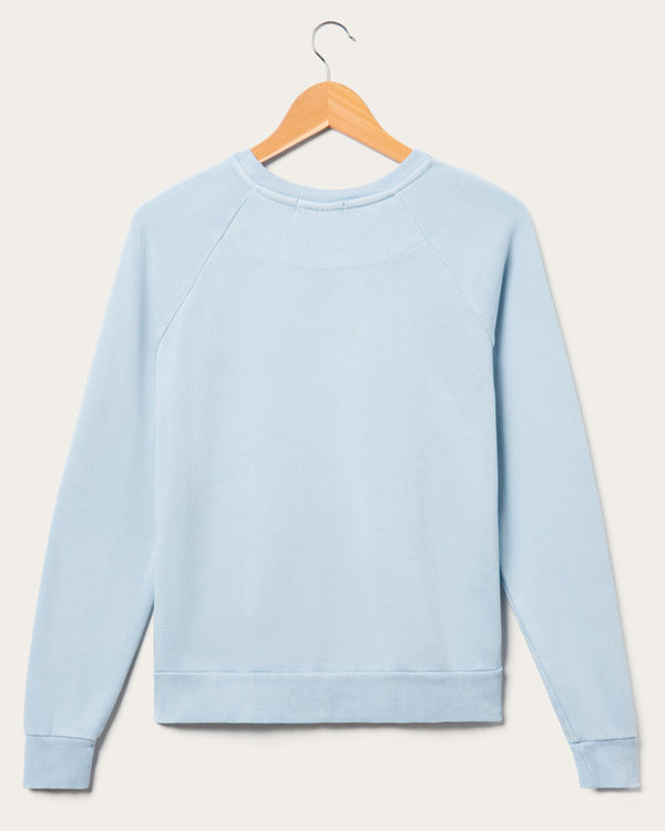 Junk Food Clothing Women's Mickey Raglan Fleece Pullover Light Blue