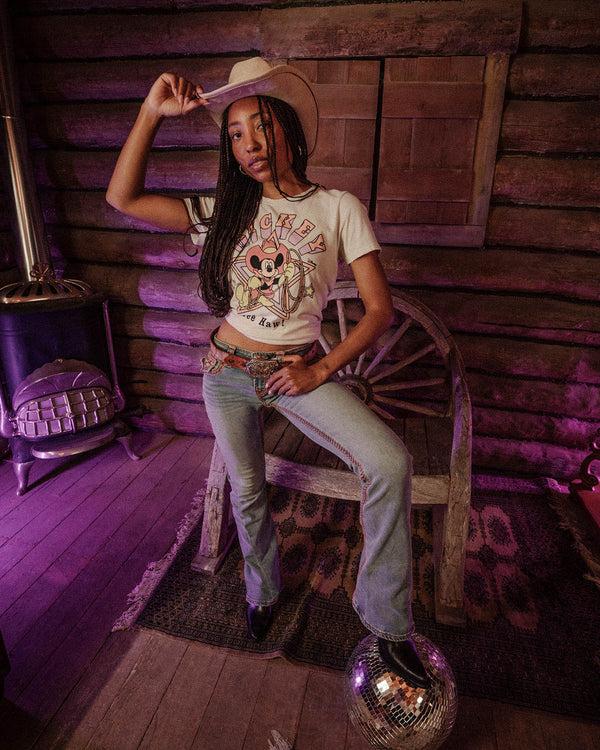 Junk Food Clothing Women's Mickey Rodeo Original Tee Birch