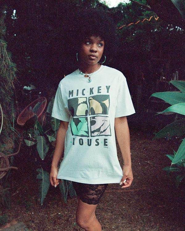 Junk Food Clothing Women's Mickey Squares Tee Dress Vintage White