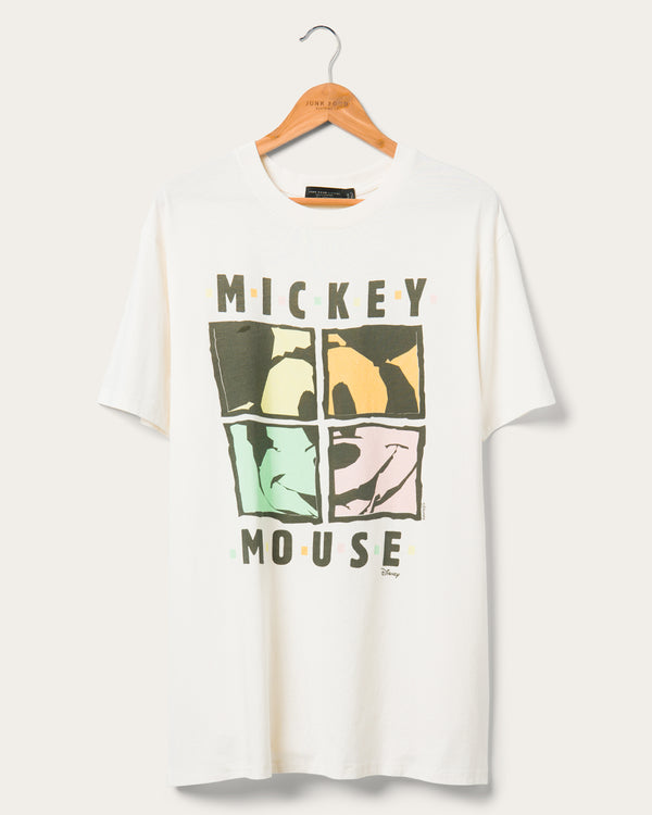 junk food clothing Women's Mickey Squares Tee Dress Vintage White