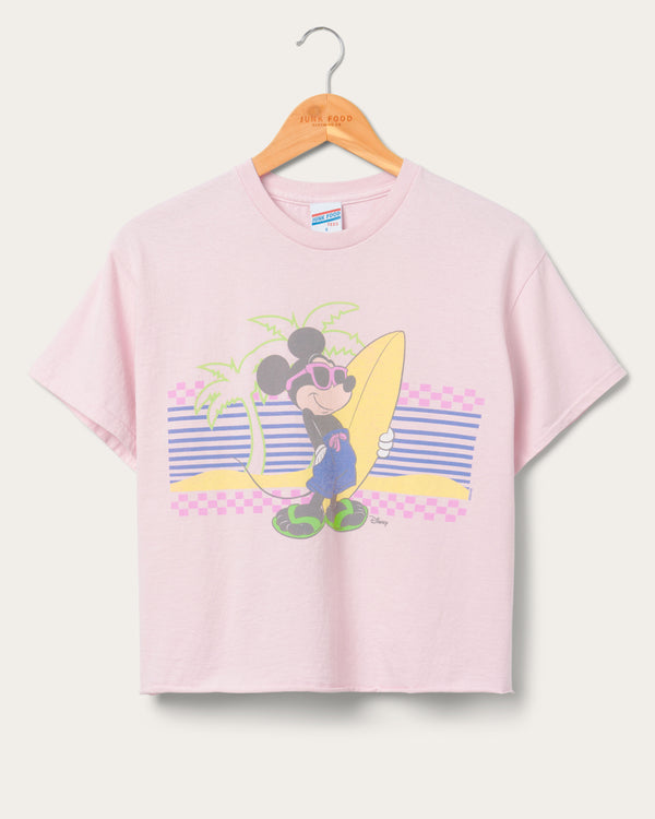 junk food clothing Women's Mickey Surf Flea Market Crop Tee Light Pink