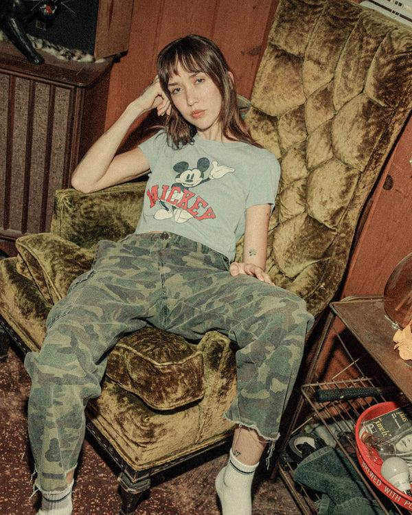 Junk Food Clothing Women's Mickey Wave Baby Tee Sky Way