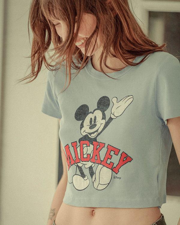 Junk Food Clothing Women's Mickey Wave Baby Tee Sky Way