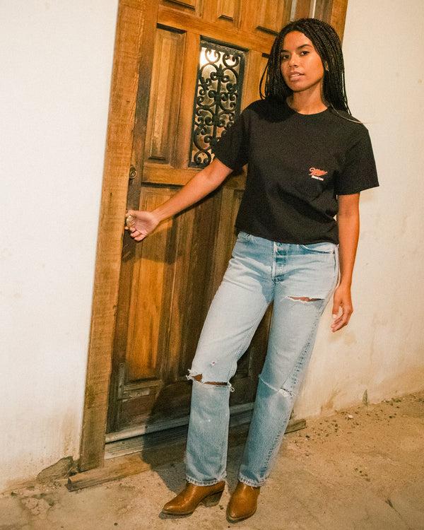 Junk Food Clothing Women's Miller High Life Flea Market Crop Black