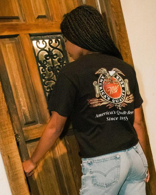 Junk Food Clothing Women's Miller High Life Flea Market Crop Black