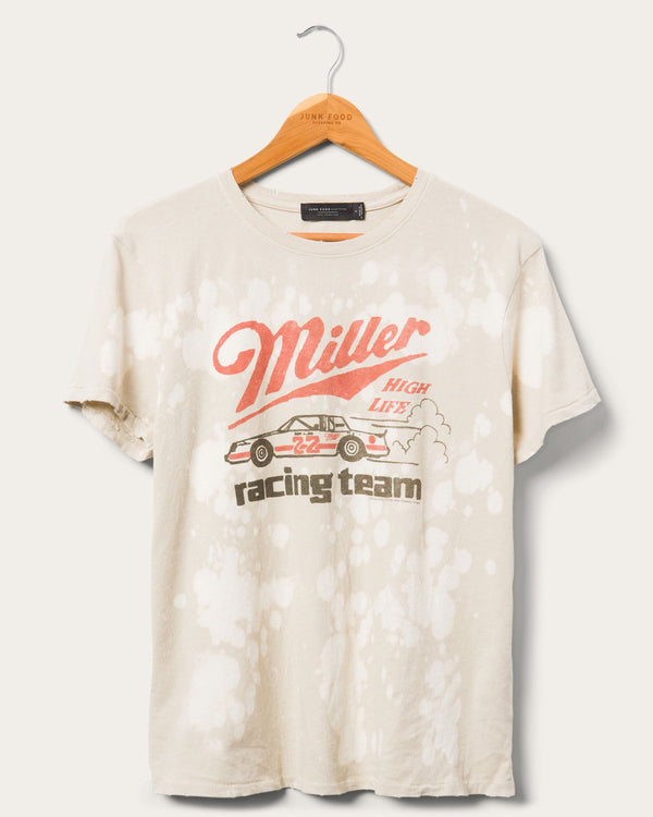 junk food clothing Women's Miller High Life Racing Team Vintage Tee Birch Bleach