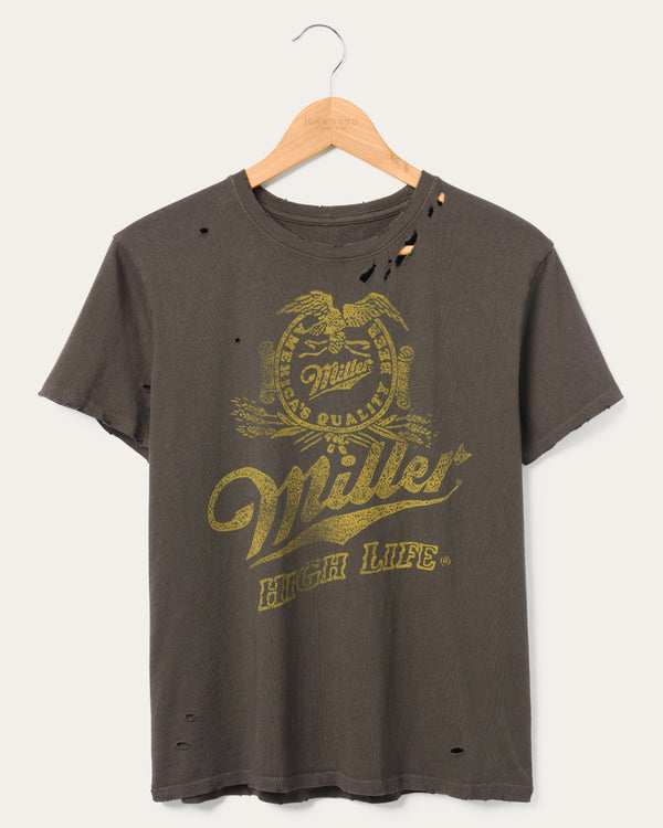 junk food clothing Women's Miller High Life Vintage Destroy Tee Coffee junk food clothing Women's Miller High Life Vintage Destroy Tee Coffee