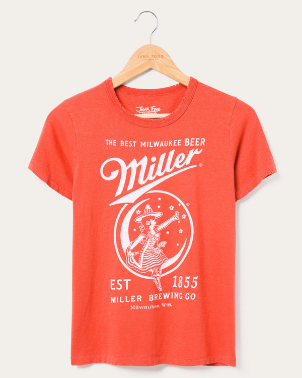 junk food clothing Women's Miller The Best Milwaukee Beer Original Tee Washed Red