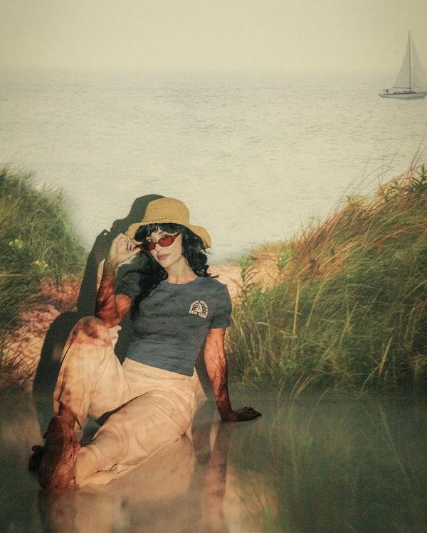 Junk Food Clothing Women's Montauk Sailing Club Baby Tee Deep Indigo