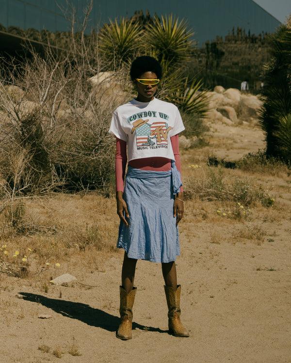 Junk Food Clothing Women's MTV Cowboy Up Flea Market Crop Tee White