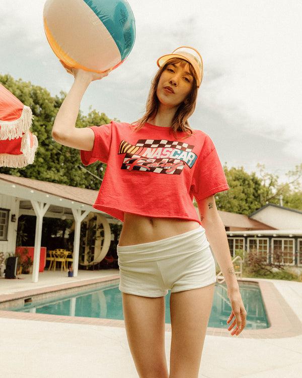 Junk Food Clothing Women's NASCAR Racing Flea Market Crop Tee Red