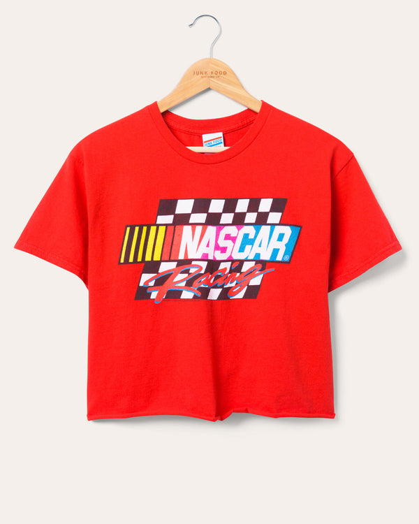 junk food clothing Women's NASCAR Racing Flea Market Crop Tee Red