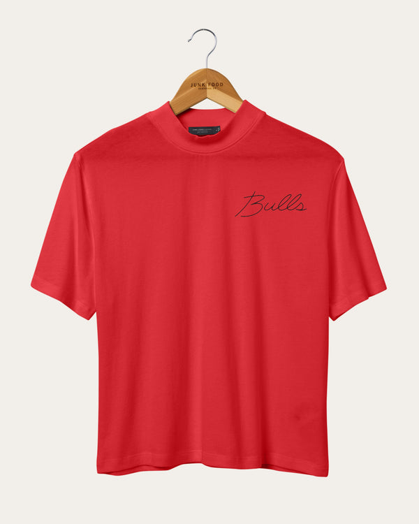 junk food clothing Women's NBA Chicago Bulls Mock Neck Tee Licorice