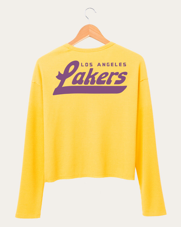 Junk Food Clothing Women's NBA Los Angeles Lakers Long Sleeve Pocket Thermal Mustard