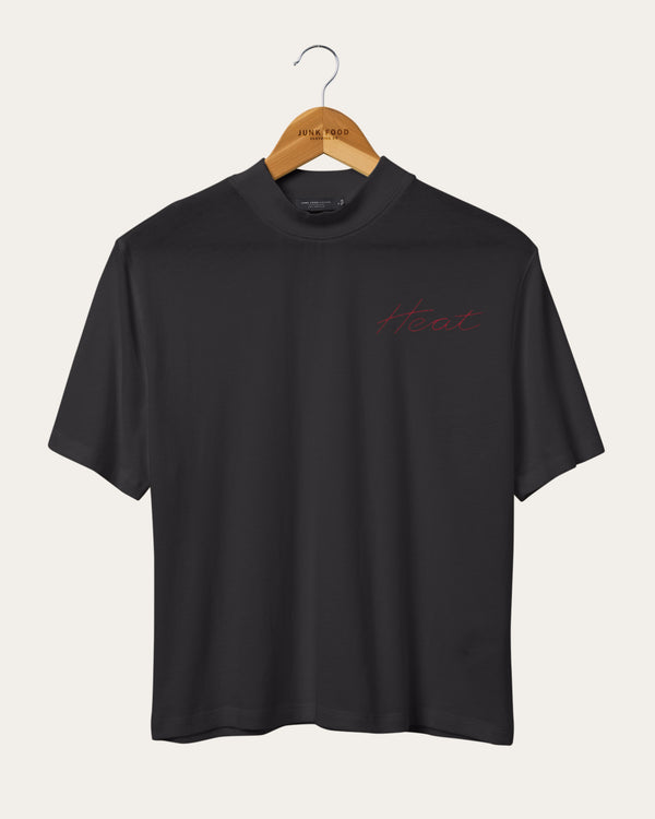 junk food clothing Women's NBA Miami Heat Mock Neck Tee True Black