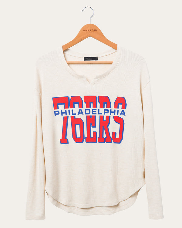junk food clothing Women's NBA Philadelphia 76ers Sunday Thermal Oatmeal Heather