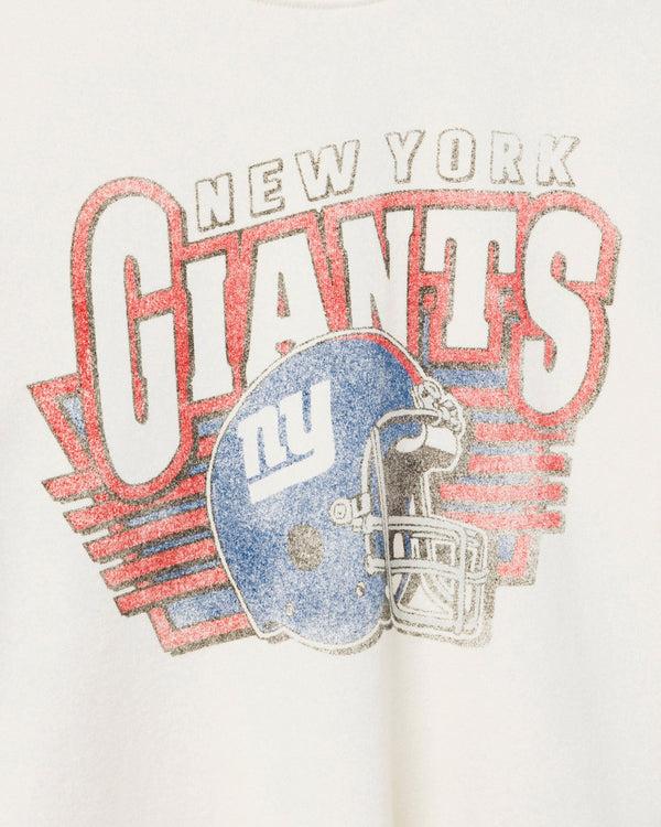 Junk Food Clothing Women's New York Giants Kickoff Crop Crew Fleece Vintage White