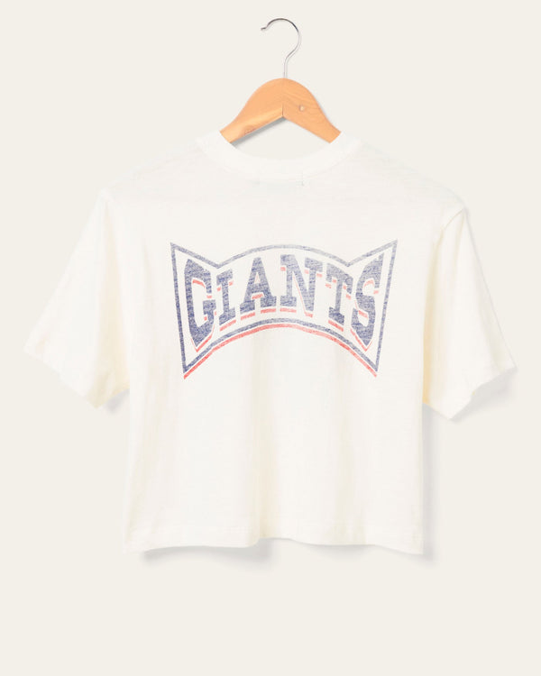 Junk Food Clothing Women's New York Giants Mock Neck Crop Tee Vintage White
