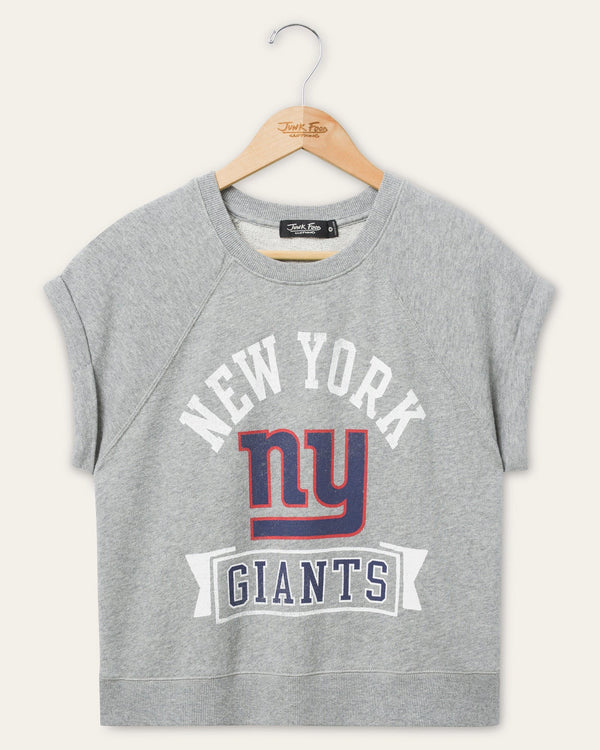 junk food clothing Women's New York Giants Raglan Fleece Tank Heather Grey