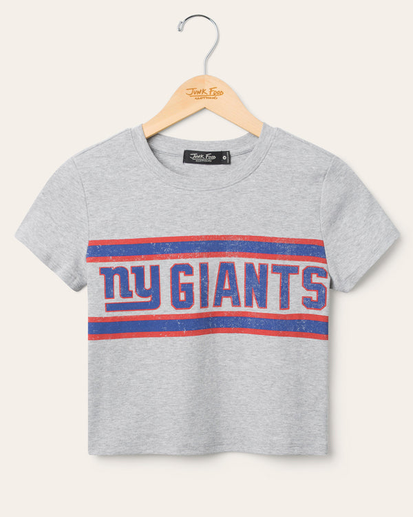 junk food clothing Women's New York Giants Sideline Baby Tee Heather Grey