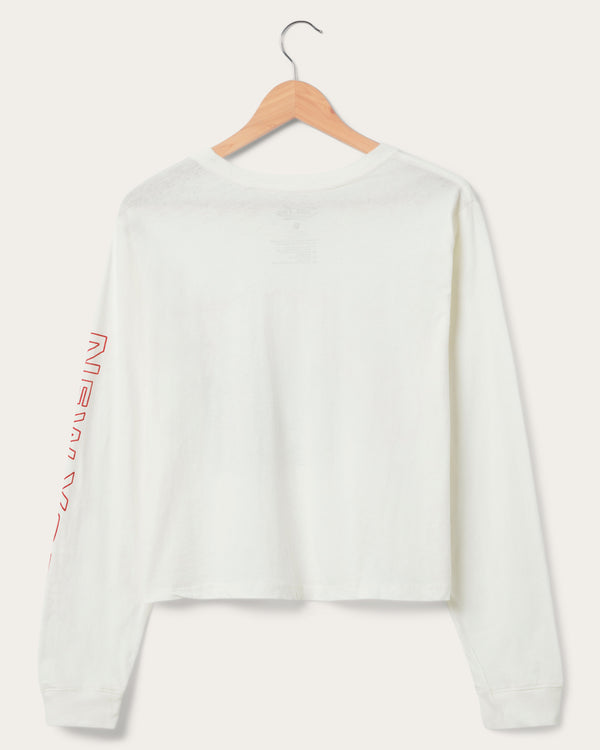 Junk Food Clothing Women's New York Giants Touchdown Long Sleeve Crop Tee White