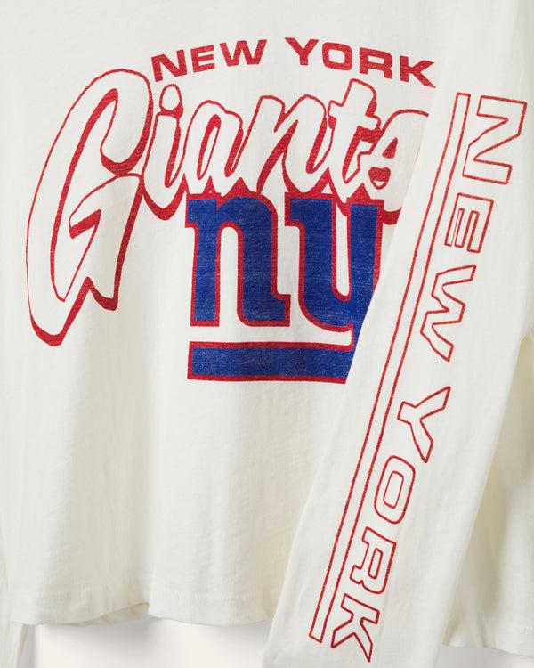 Junk Food Clothing Women's New York Giants Touchdown Long Sleeve Crop Tee White