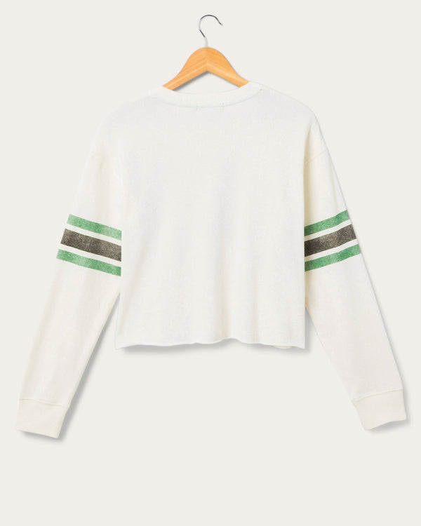 Junk Food Clothing Women's New York Jets Kickoff Crop Crew Fleece Vintage White