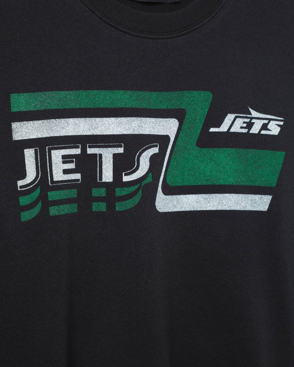 Junk Food Clothing Women's New York Jets Retro Crop Fleece True Black