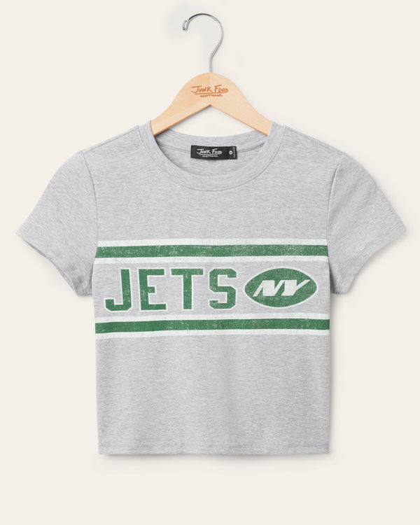 junk food clothing Women's New York Jets Sideline Baby Tee Heather Grey