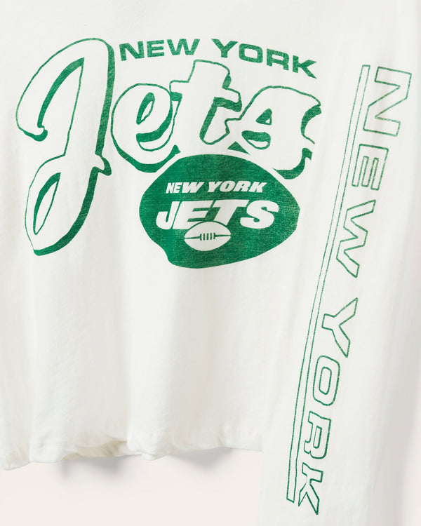 Junk Food Clothing Women's New York Jets Touchdown Long Sleeve Crop Tee White