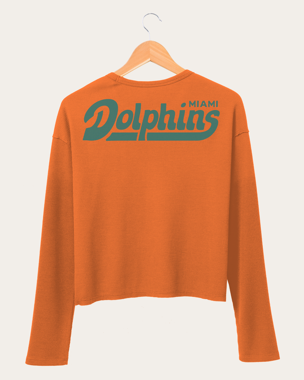 Junk Food Clothing Women's NFL Miami Dolphins Long Sleeve Pocket Thermal Orange
