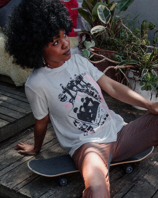 Junk Food Clothing Women's P.S. I Love You Vintage Tissue Tee Vintage White