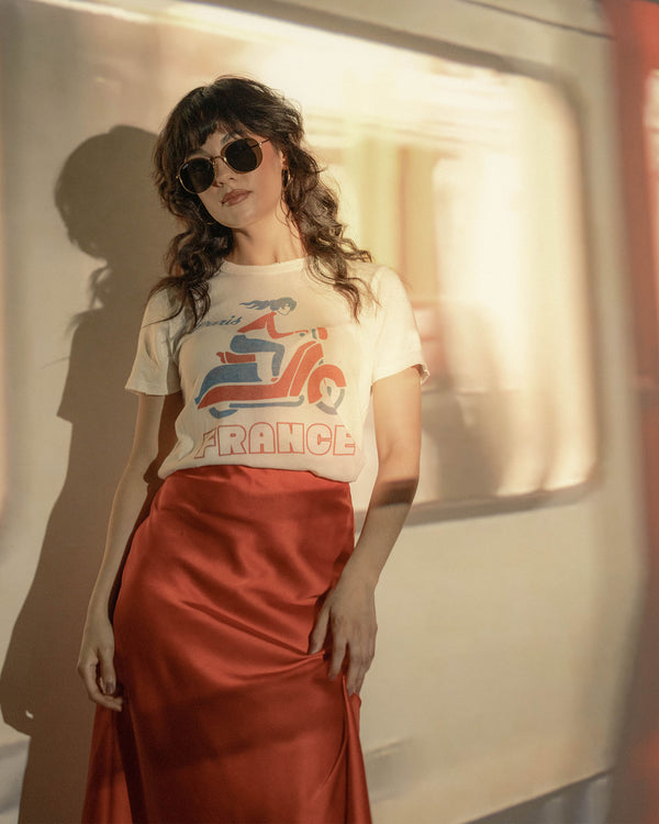 Junk Food Clothing Women's Paris France Original Tee Vintage White