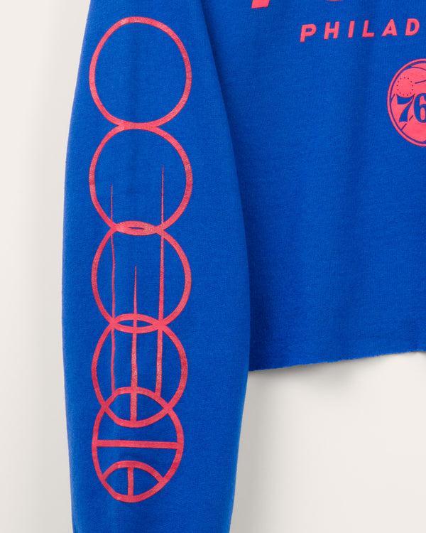 Junk Food Clothing Women's Philadelphia 76ers Cropped Fleece Royal
