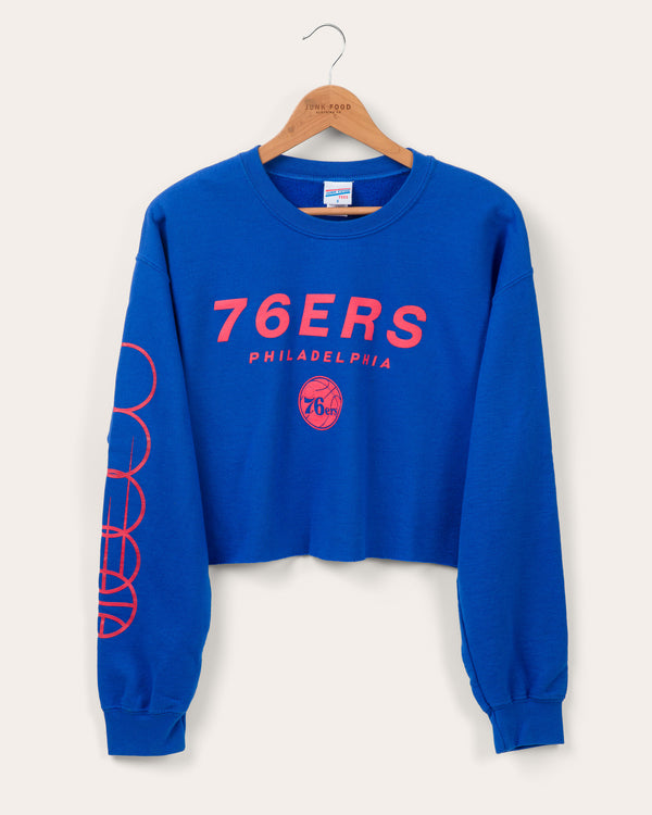 junk food clothing Women's Philadelphia 76ers Cropped Fleece Royal