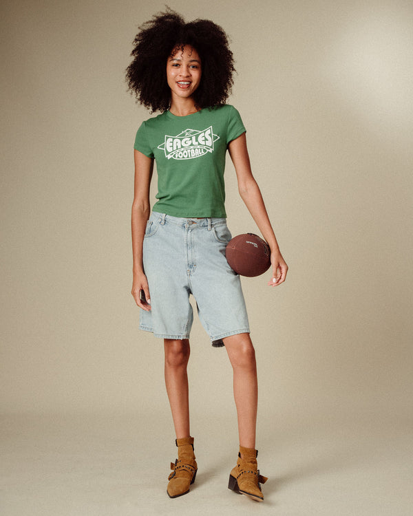 Junk Food Clothing Women's Philadelphia Eagles Baby Tee Kelly