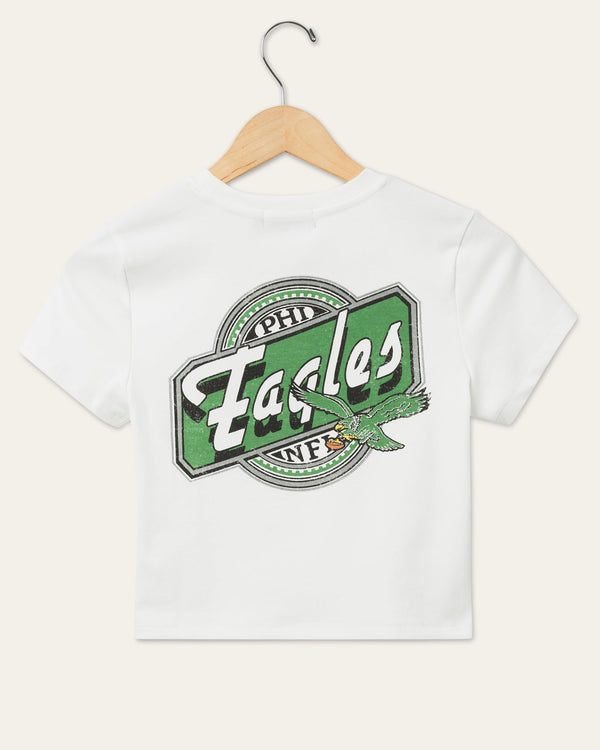 Junk Food Clothing Women's Philadelphia Eagles Cheers Baby Tee Vintage White
