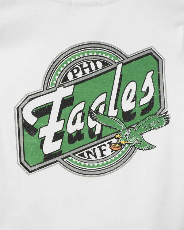 Junk Food Clothing Women's Philadelphia Eagles Cheers Baby Tee Vintage White