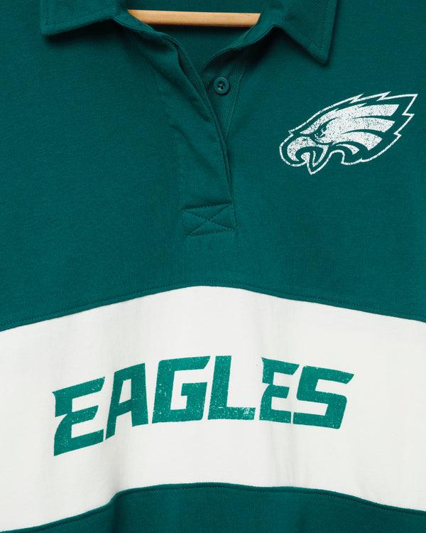 Junk Food Clothing Women's Philadelphia Eagles Rugby Long Sleeve Eagles Green