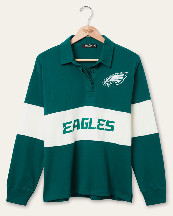 junk food clothing Women's Philadelphia Eagles Rugby Long Sleeve Eagles Green