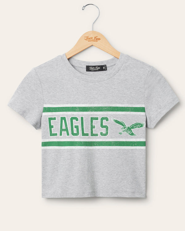junk food clothing Women's Philadelphia Eagles Sideline Baby Tee Heather Grey